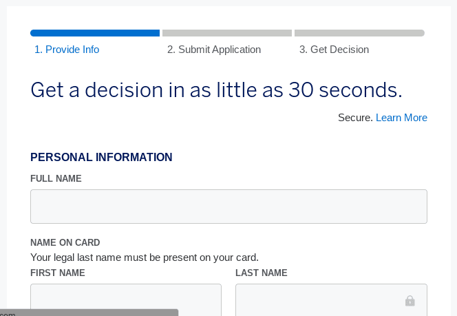 applying to the amex Bonvoy Brilliant - step 2
