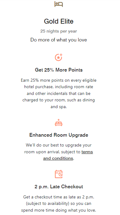 Marriot Gold status benefits