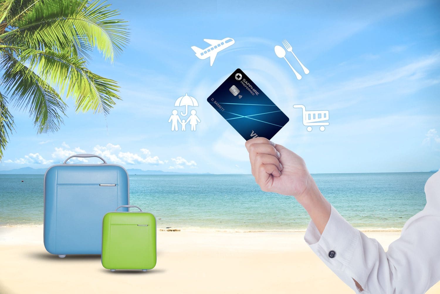 Summer holiday, hand people holding the Chase Sapphire Preferred