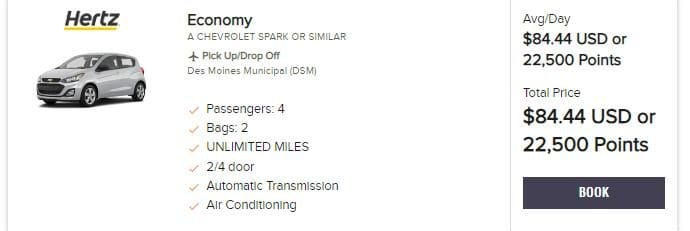 how to redeem Marriot points for car rental