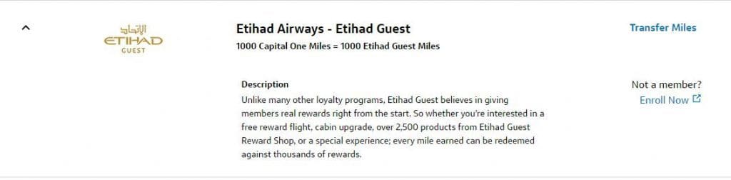 transfer Capital One miles to Etihad