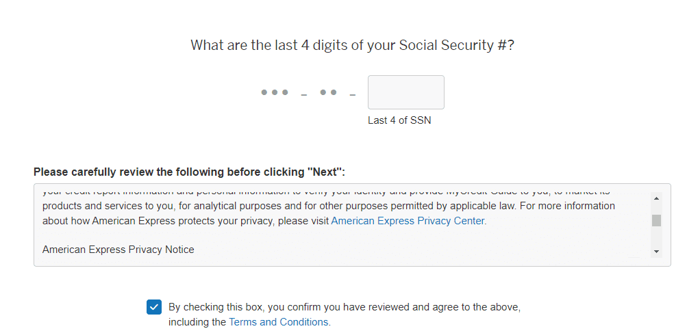 Enroll in American Express® MyCredit Guide SSN