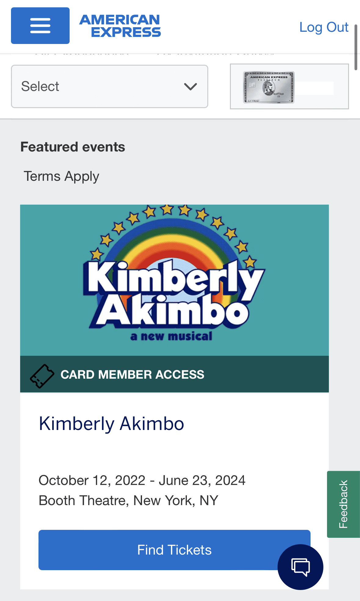 Amex Platinum Experience - Kimberly Akimbo in NY