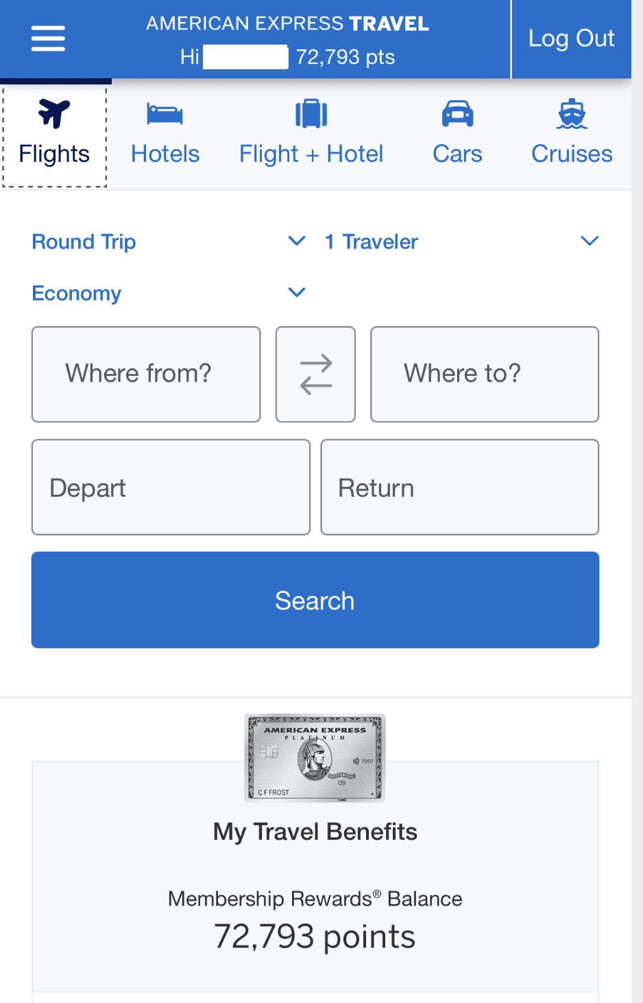 Amex Platinum book flight