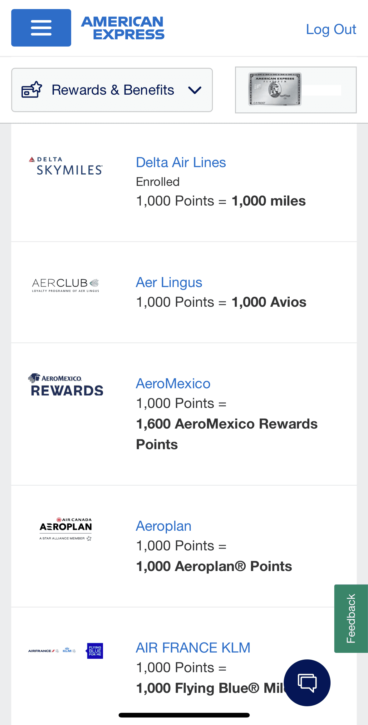 Amex Platinum travel to partners