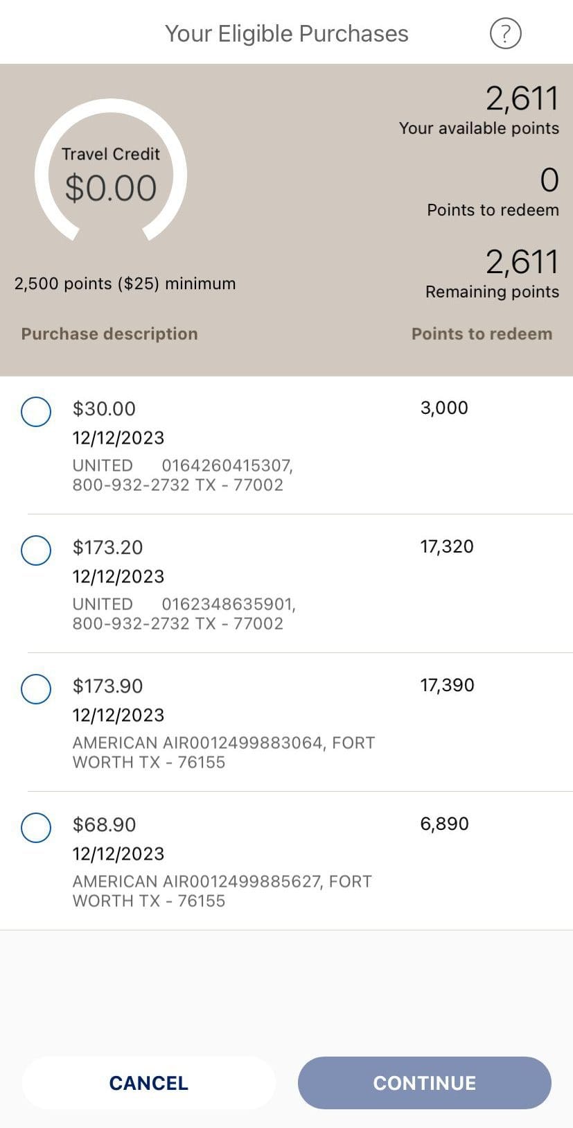 BoFa travel rewards card transactions to redeem