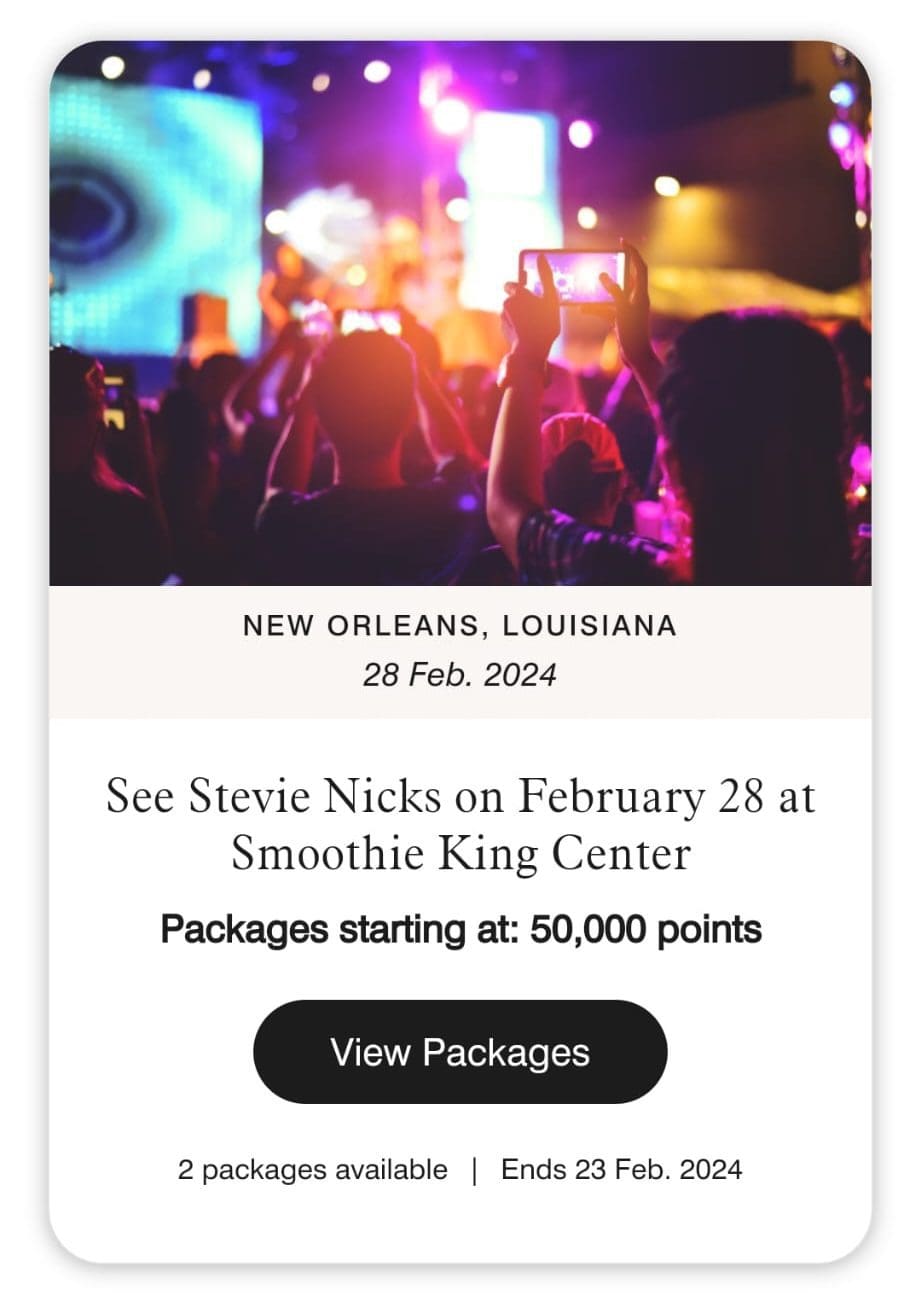 Book Stevie Nicks show with Marriot Moments experience
