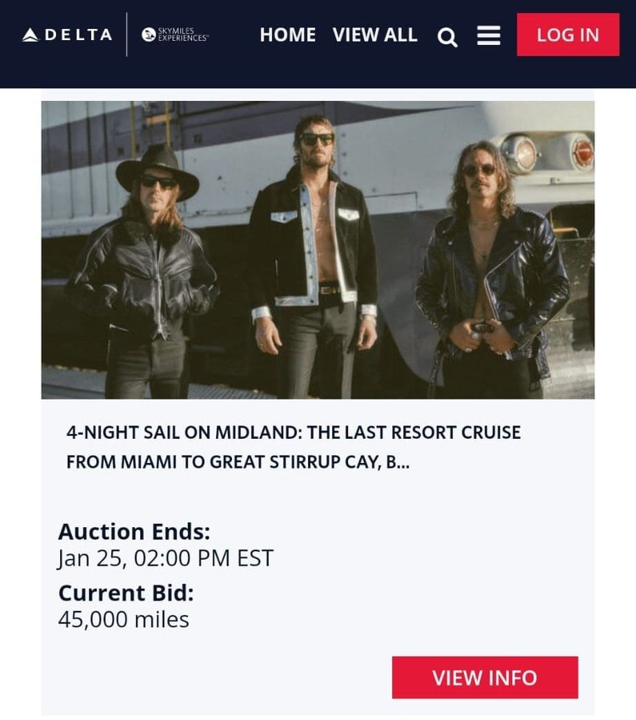 Bid on experience with Delta Reserve card