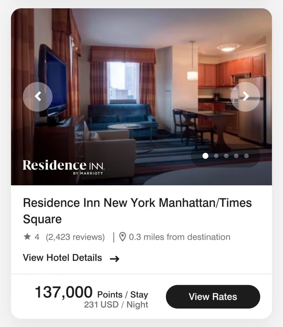 Book hotel with Marriot Boundless card points