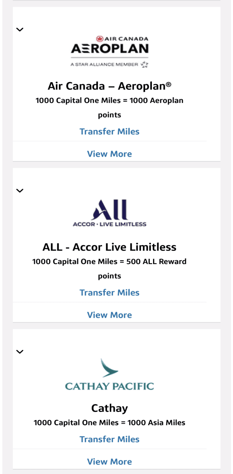 Capital One airline Transfer Partners
