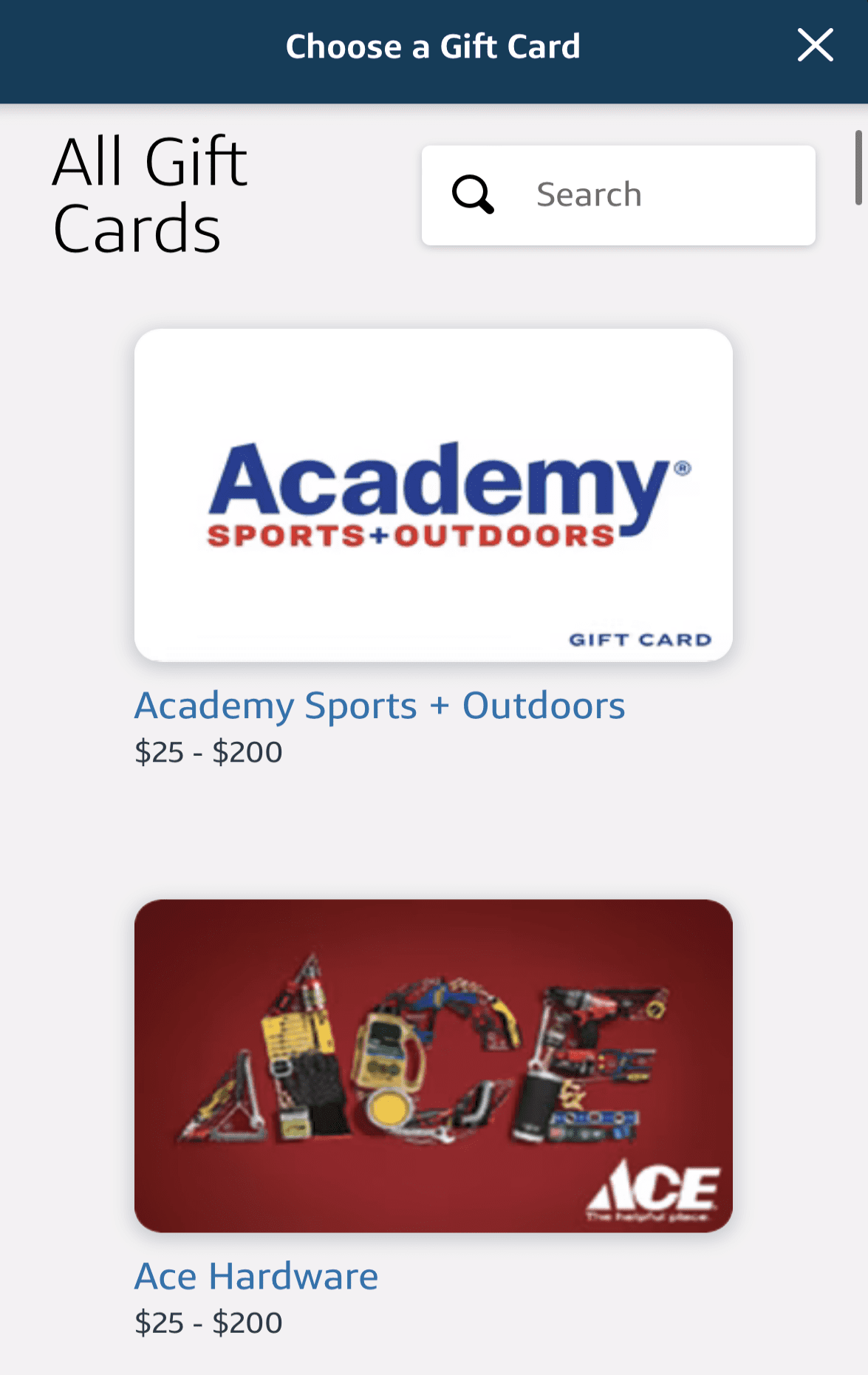 Capital One redeem for Gift Card Example1