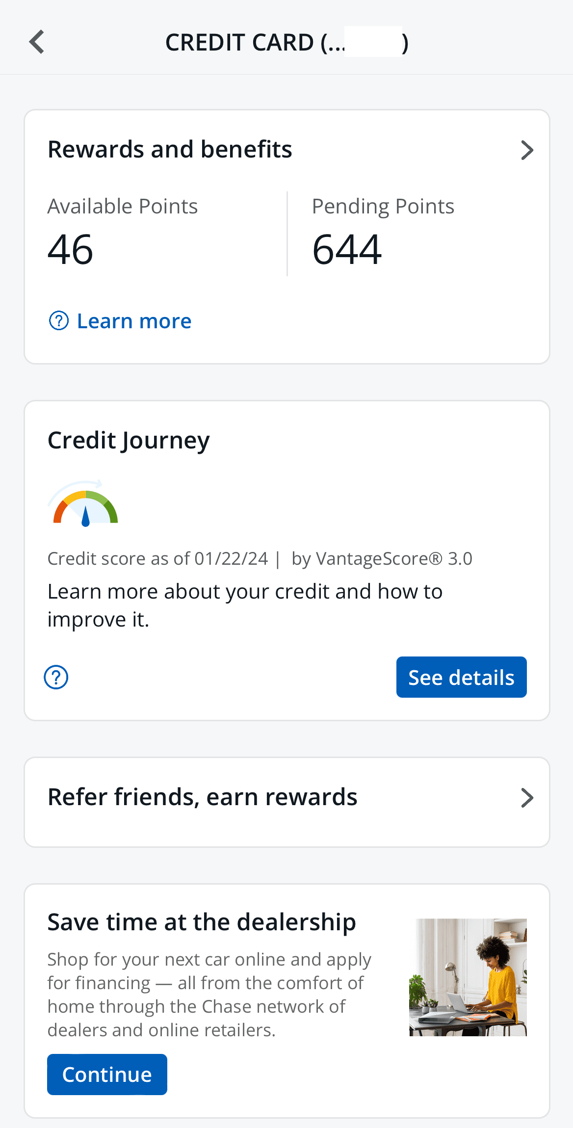 Chase Credit journey on Chase app