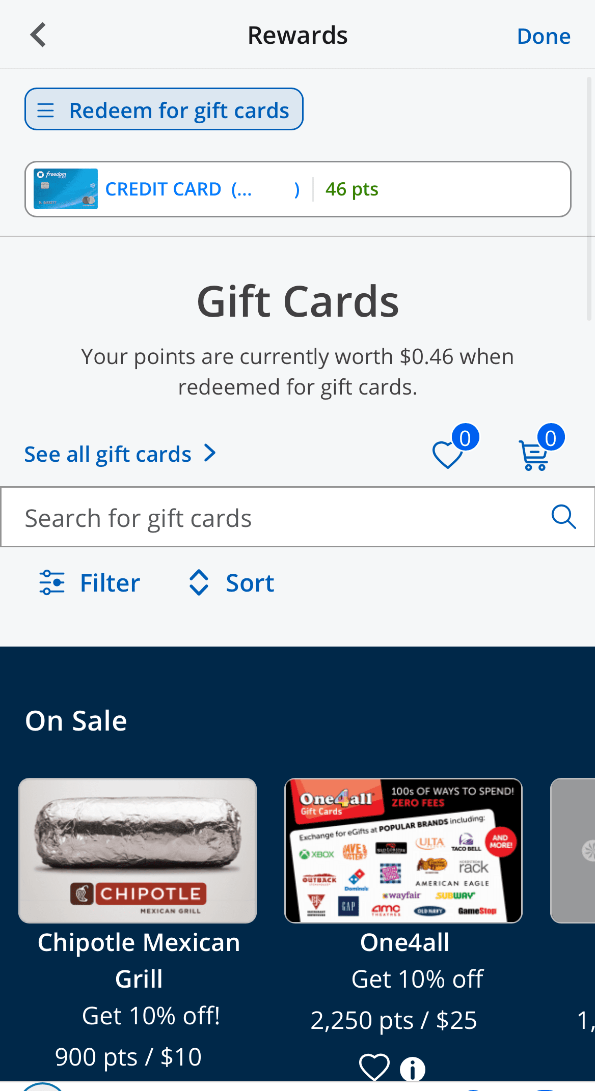 Chase Freedom Flex redeem points for gift card