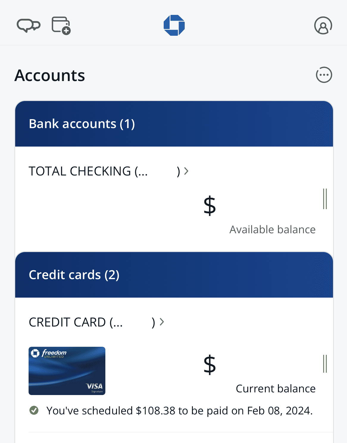Chase Freedom Unlimited card management on app