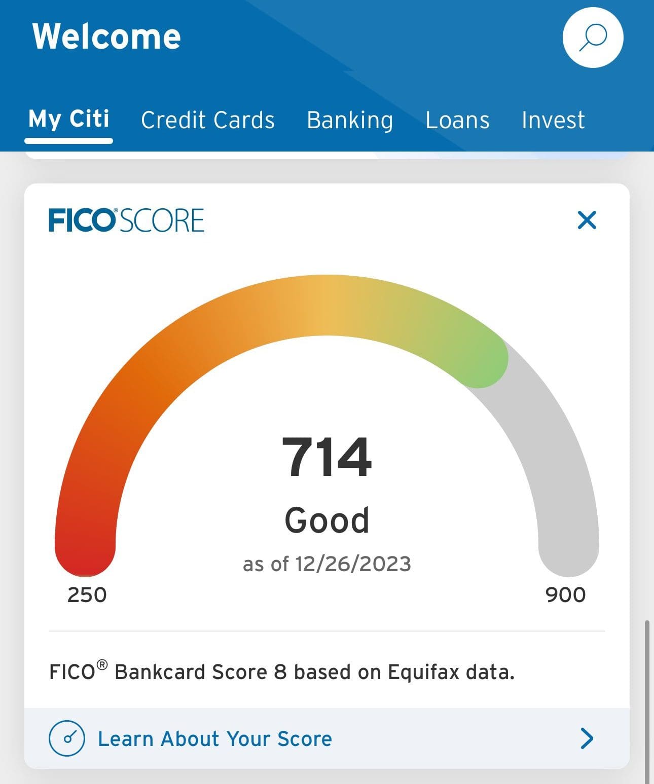 Citi Credit Score