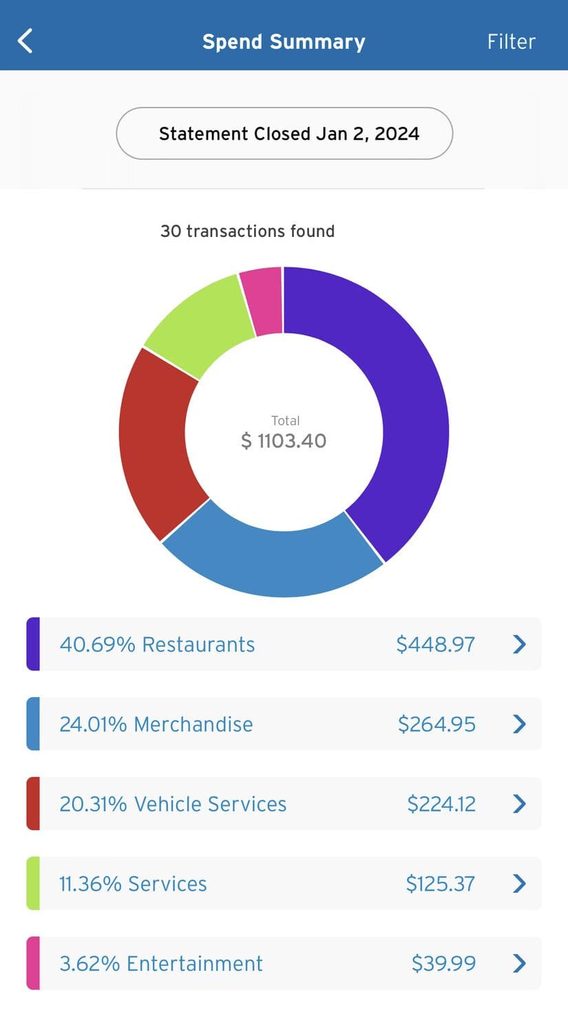 Citi credit card track spend summary