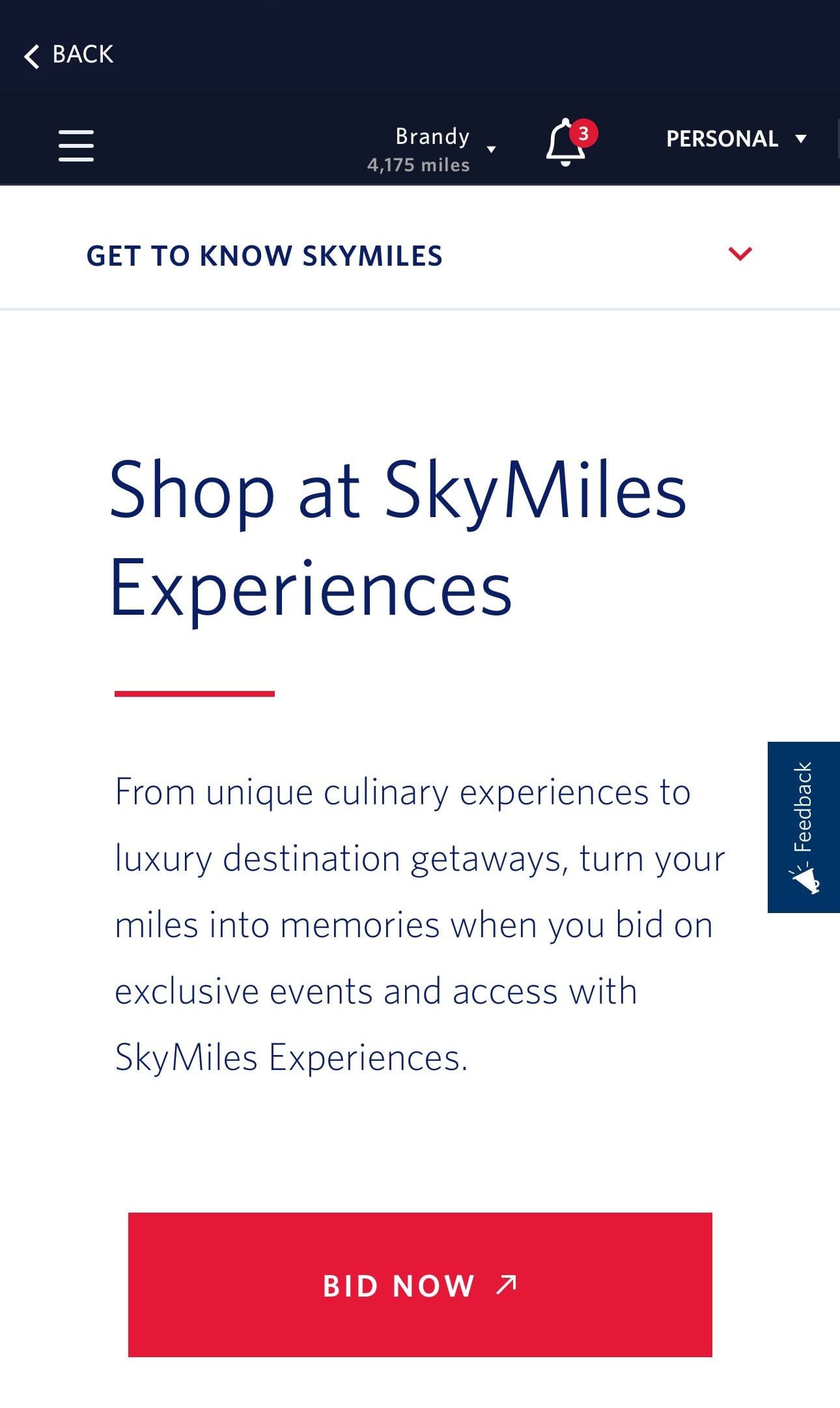 Delta Shop with Miles - Make a Bid