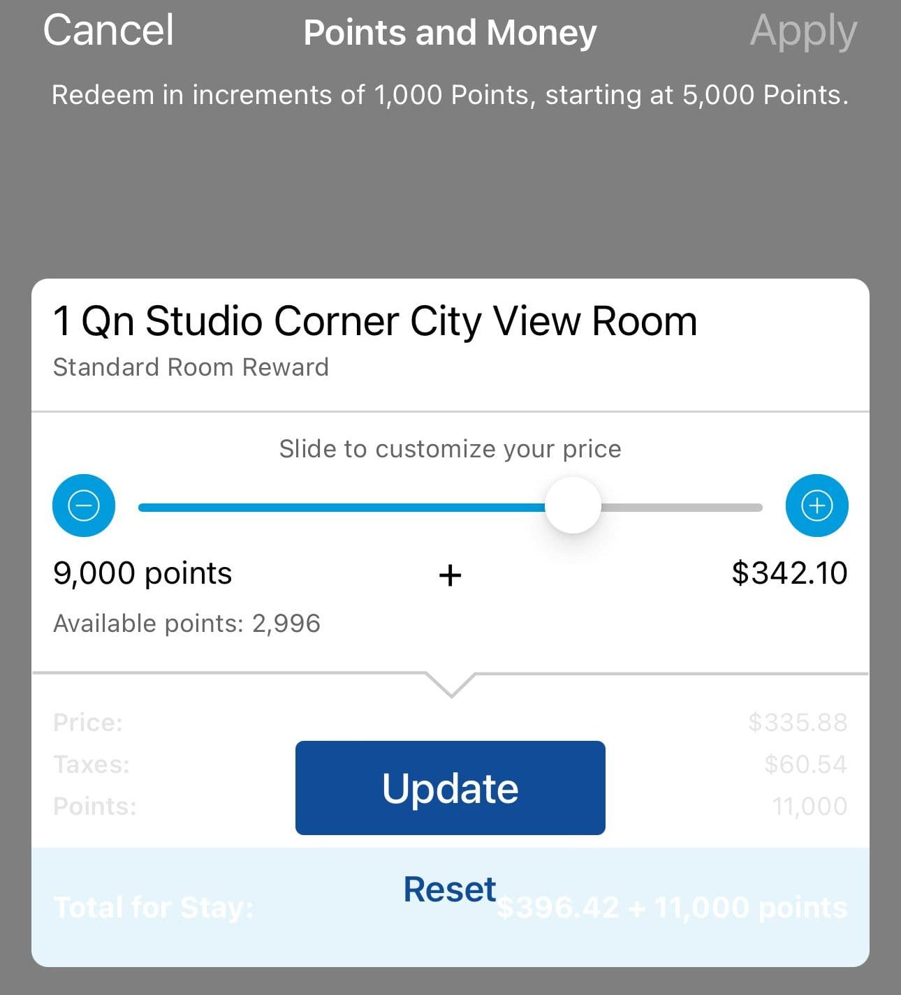 Hilton points and money