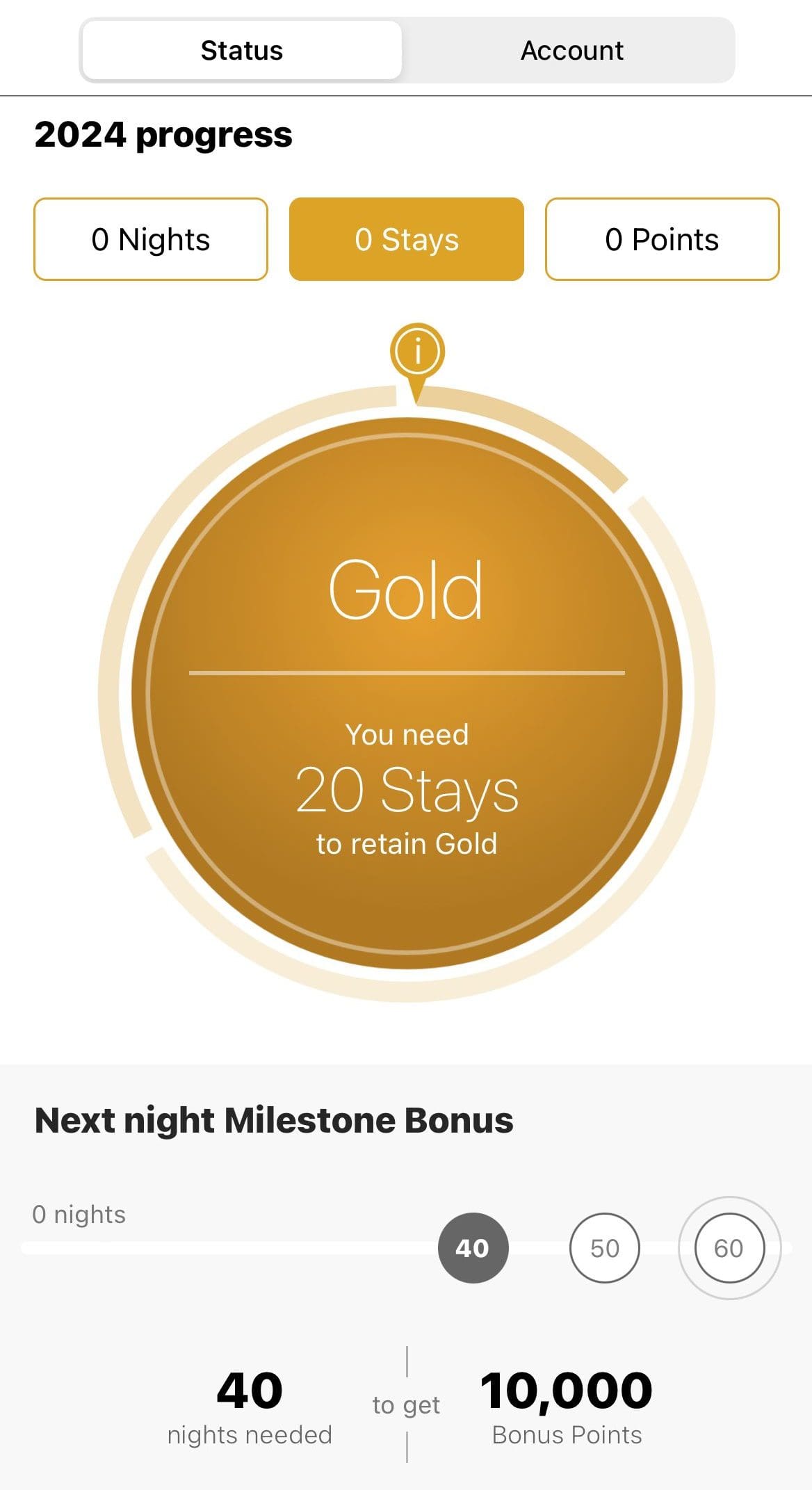 HiltonHonors status progress gold