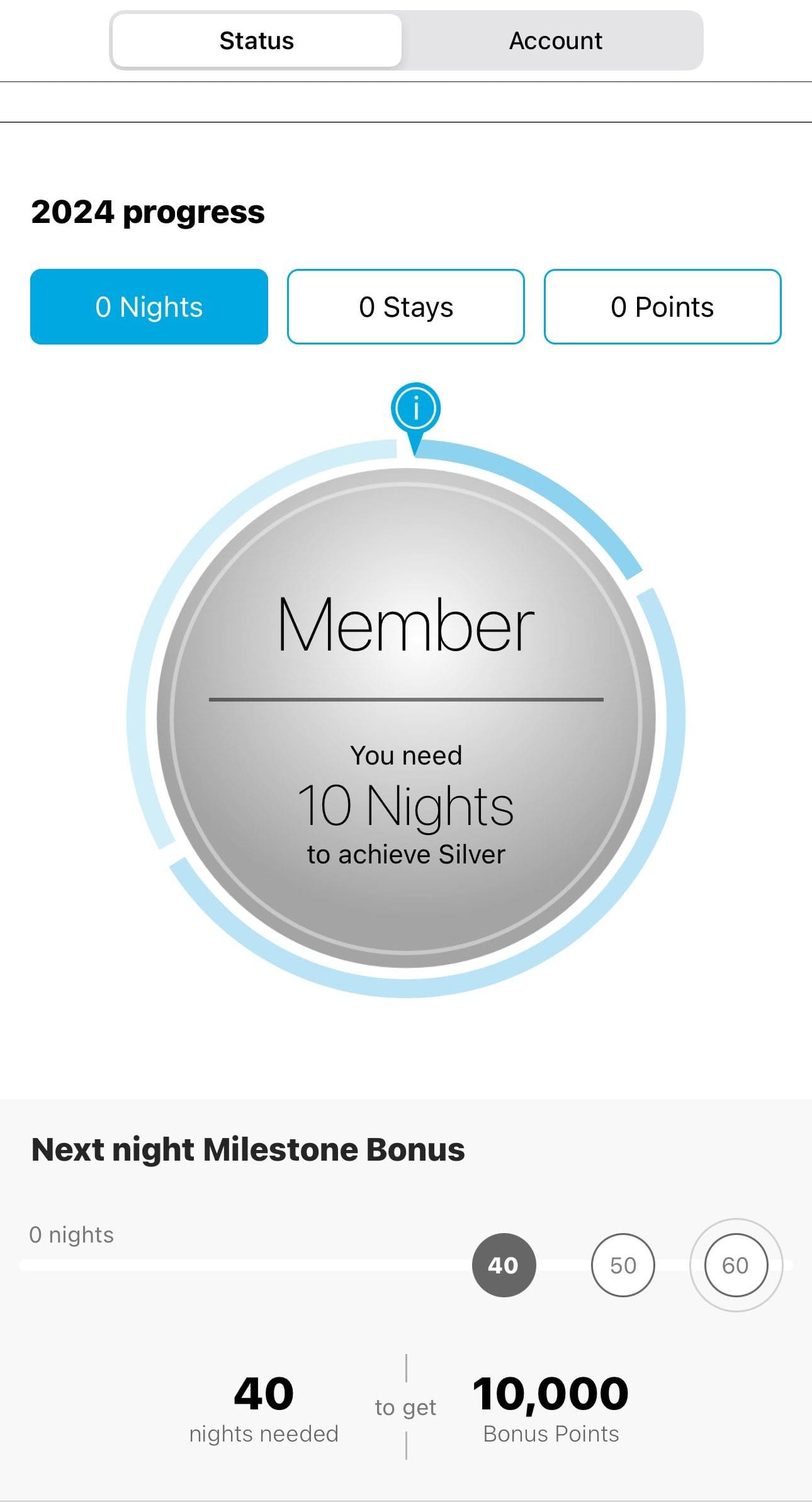 HiltonHonors status progress silver
