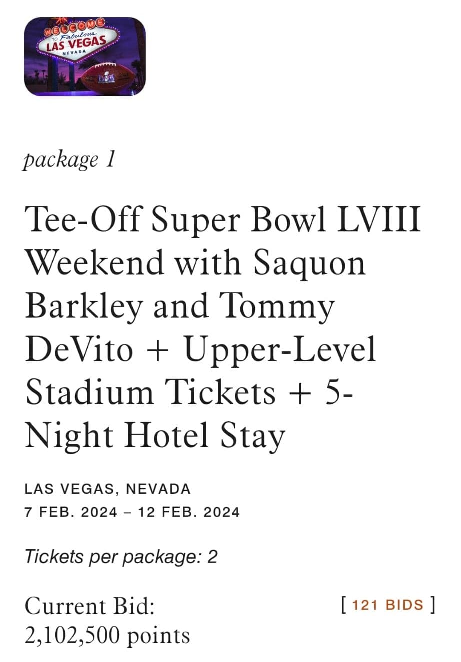 bid on Marriot Bonvoy Moments experience