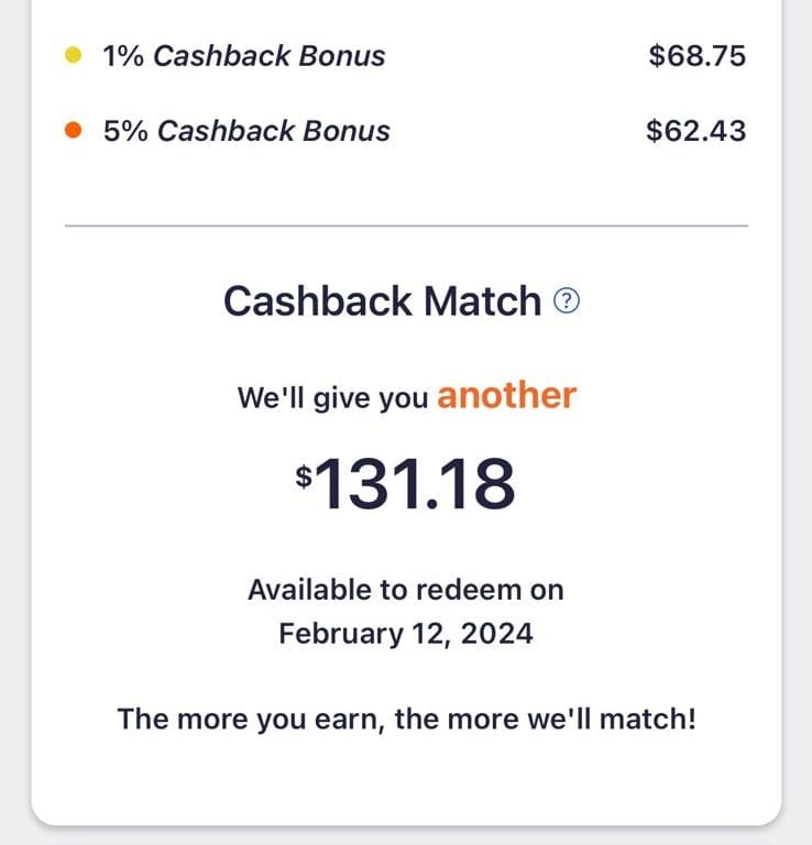 Discover cashback match on Discover app